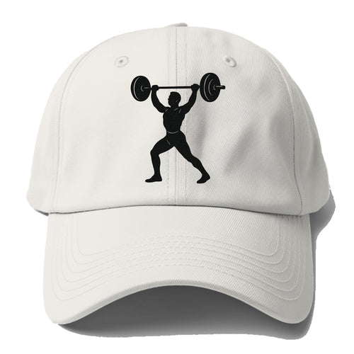 Weightlifter lifting barbell overhead - Baseball Cap
