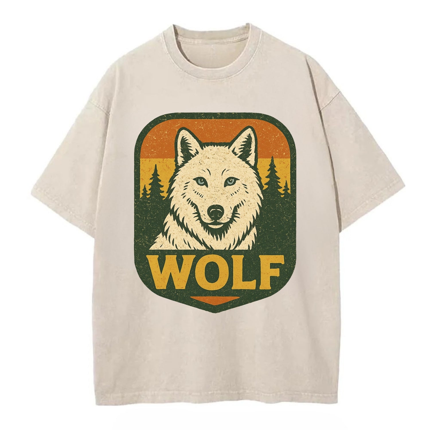 Arctic White Wolf  - Vintage T-shirt - Off White