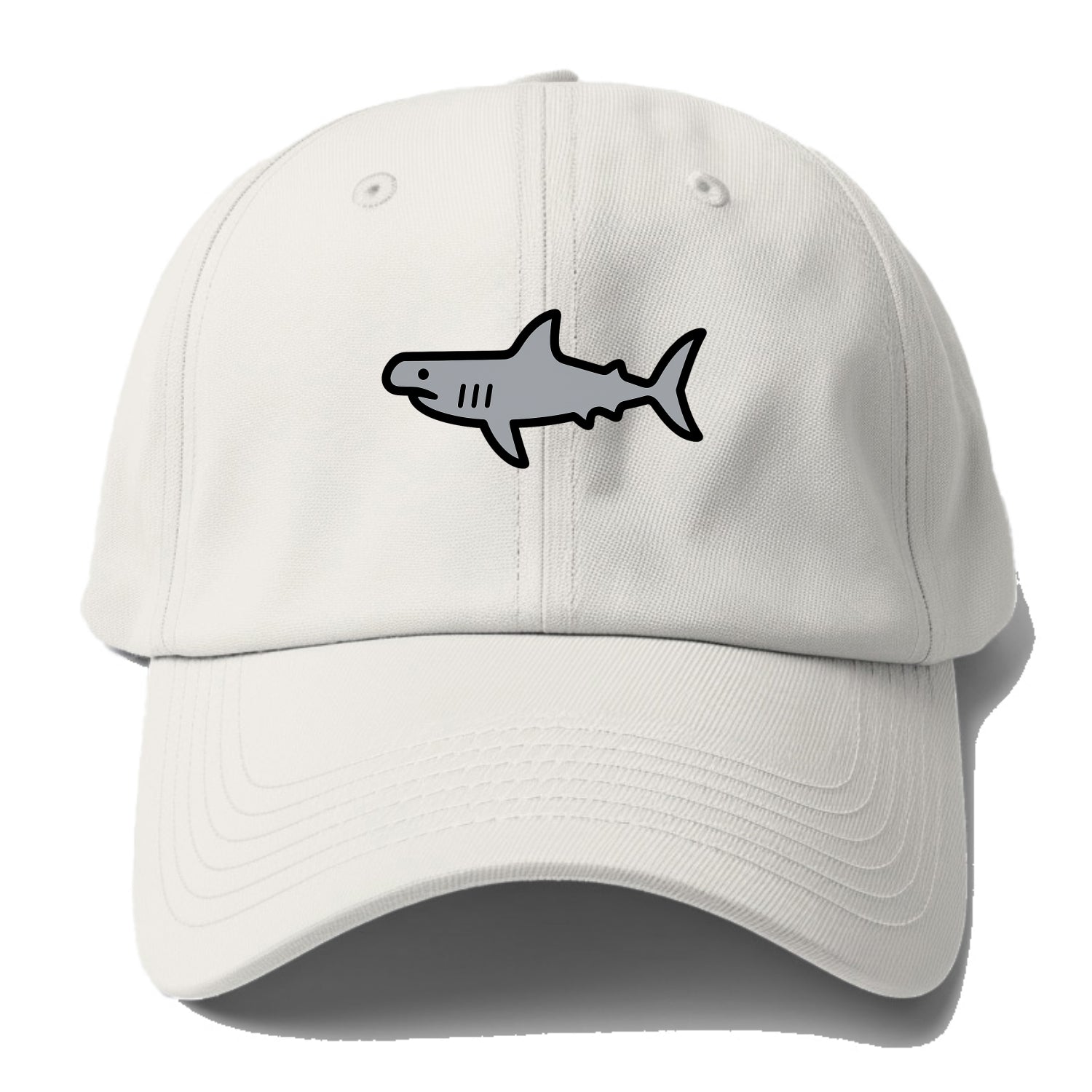 Hammerhead Shark - Gray distinctive head flat side profile - Baseball Cap For Big Heads - Off White