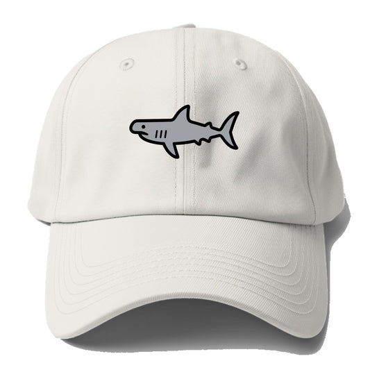 Hammerhead Shark - Gray distinctive head flat side profile - Baseball Cap For Big Heads - Off White
