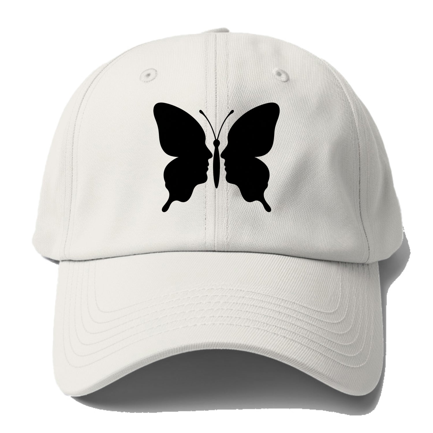 Butterfly wings - negative space reveals hidden faces or patterns - Baseball Cap - Off White