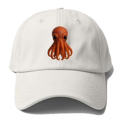 Baby Giant Pacific Octopus - reddish, smaller tentacles, expressive eyes, - Baseball Cap - Off White