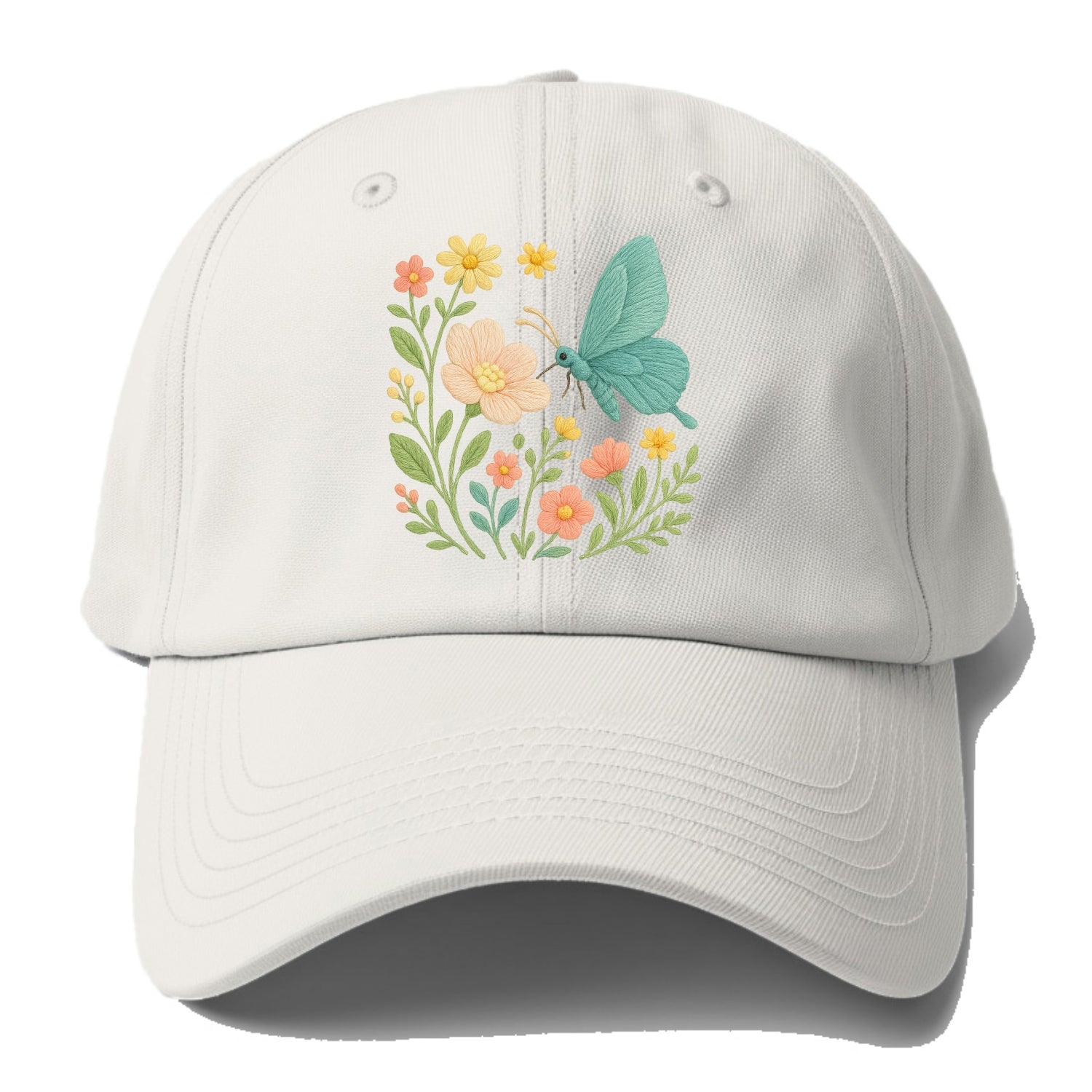 Mint Night Butterfly - Baseball Cap For Big Heads - Off White