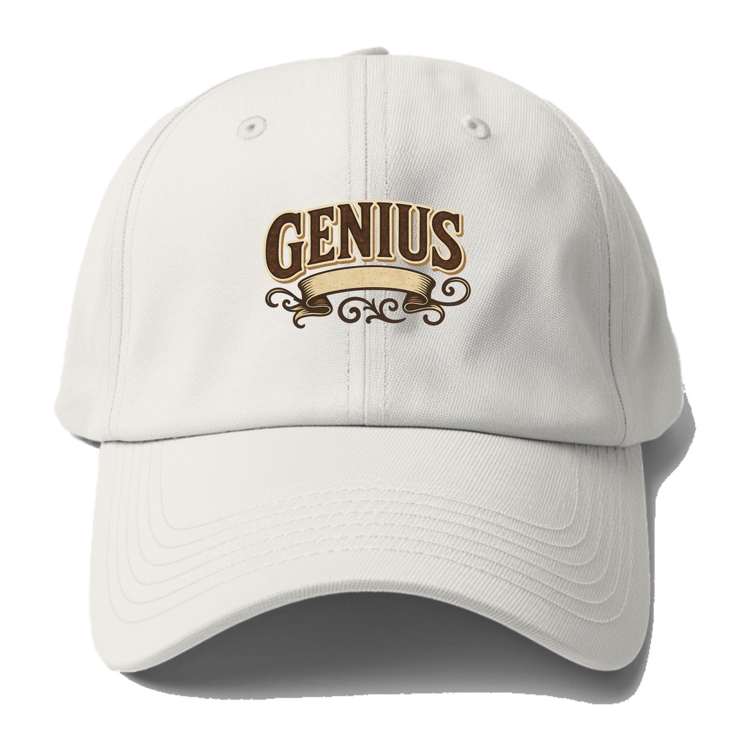 Bold typography design - "GENIUS" - exceptional intelligence, brilliance - Baseball Cap - Off White