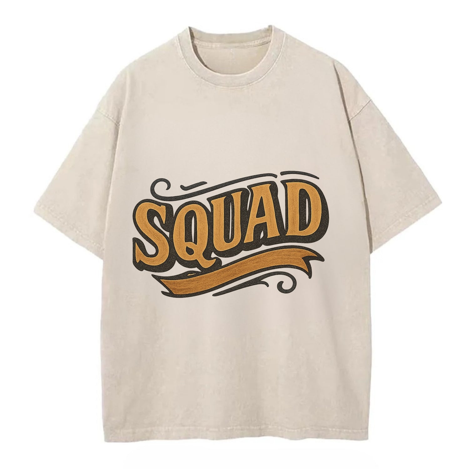 Bold typography design - "SQUAD" - your crew, your people - Vintage T-shirt - Off White