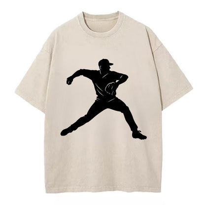 Baseball pitcher wind-up motion - Vintage T-shirt - Off White
