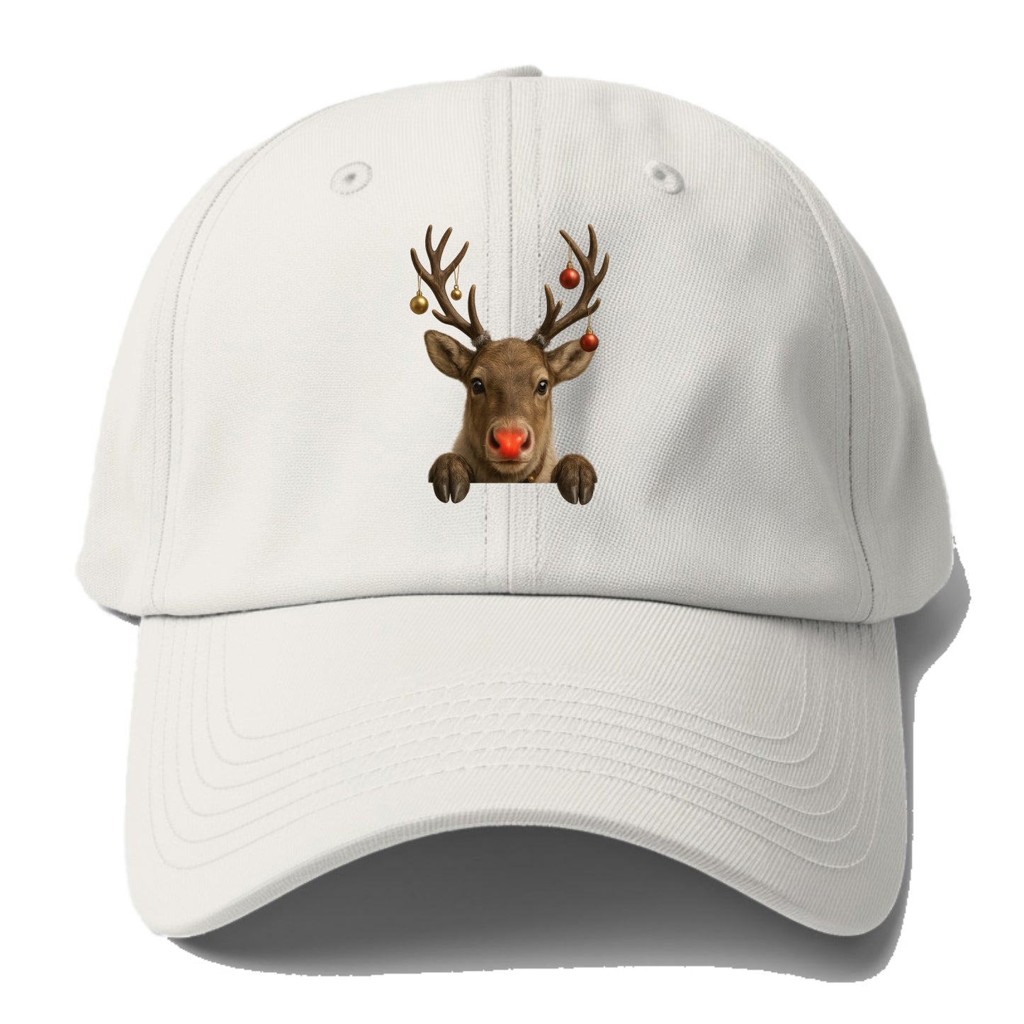 Christmas Reindeer  - Baseball Cap For Big Heads - Off White