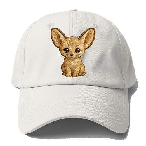 Baby Fennec Fox - huge ears, cream fur, large dark eyes, front-facing, desert baby - Baseball Cap