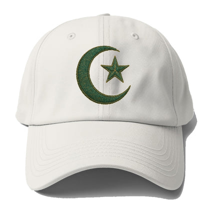 Crescent Moon and Star - Baseball Cap - Off White