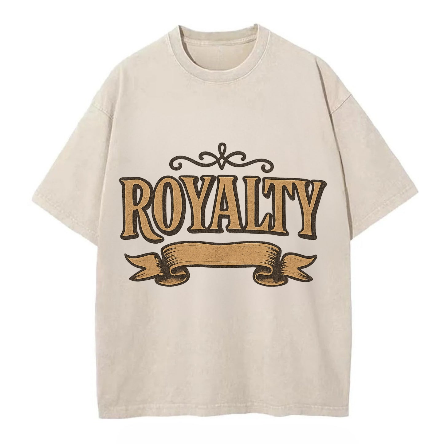 Bold typography design - "ROYALTY" - regal bearing, noble spirit - Vintage T-shirt - Off White