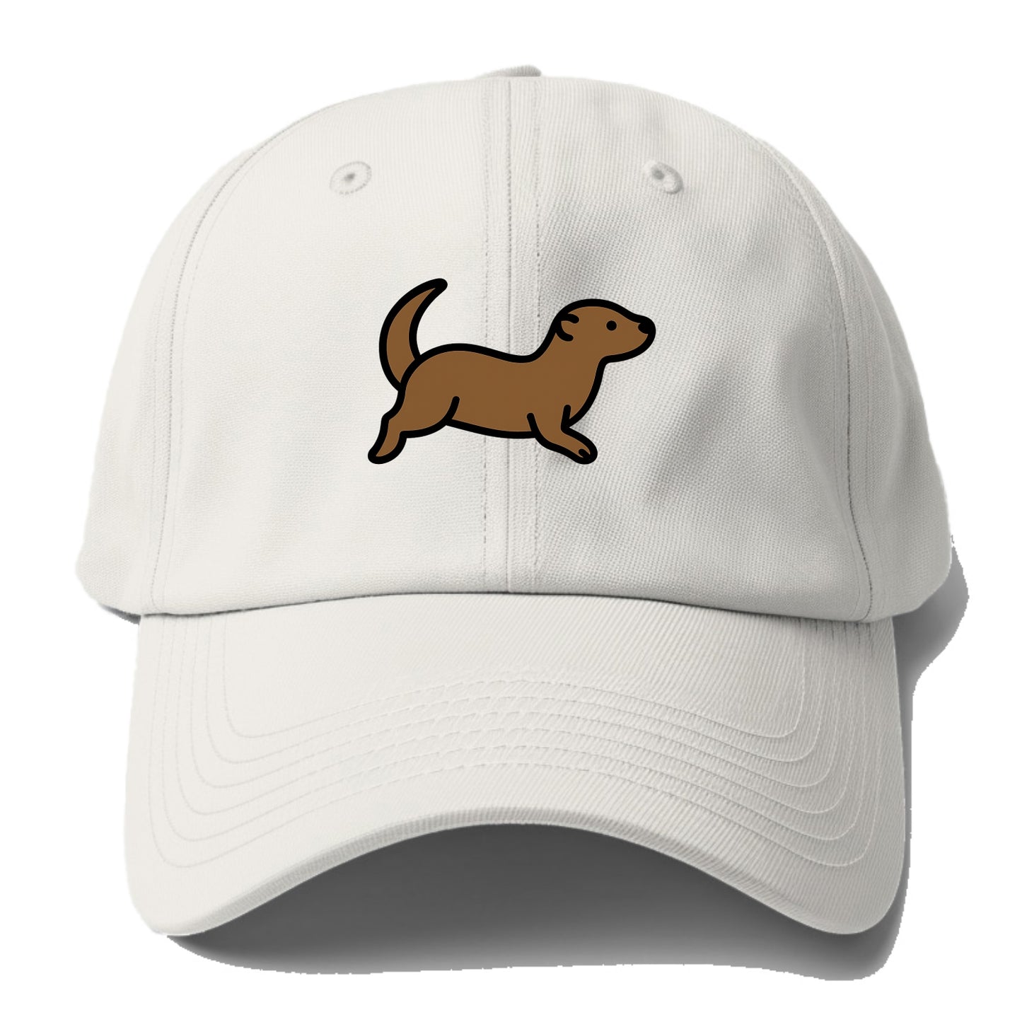Otter - Brown sleek swimming pose flat side profile - Baseball Cap - Off White