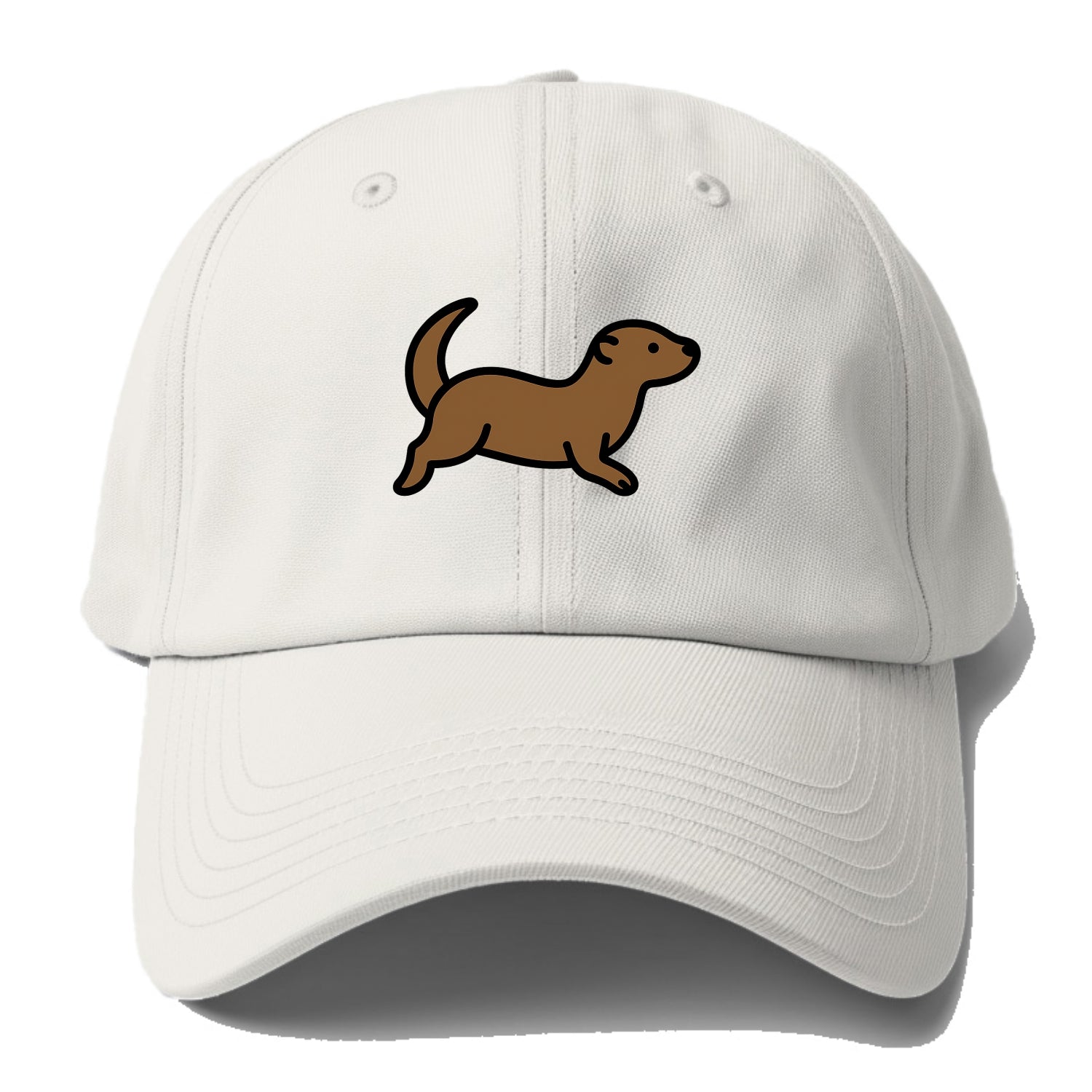 Otter - Brown sleek swimming pose flat side profile - Baseball Cap - Off White
