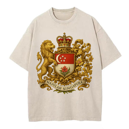 Singapore Merlion Emblem  - Vintage T-shirt - Off White