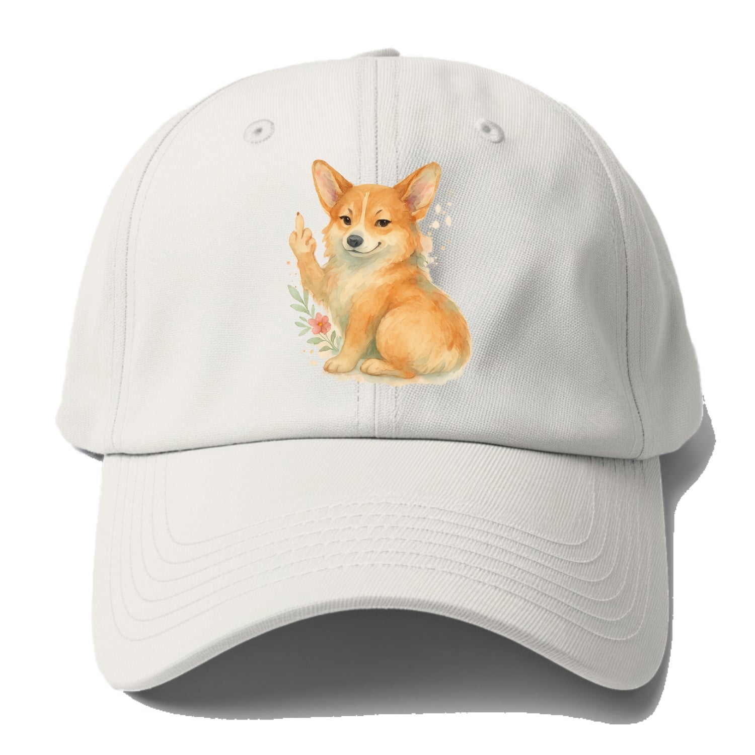 Corgi short legs and fluffy butt, one stubby paw up with sass - Baseball Cap - Off White