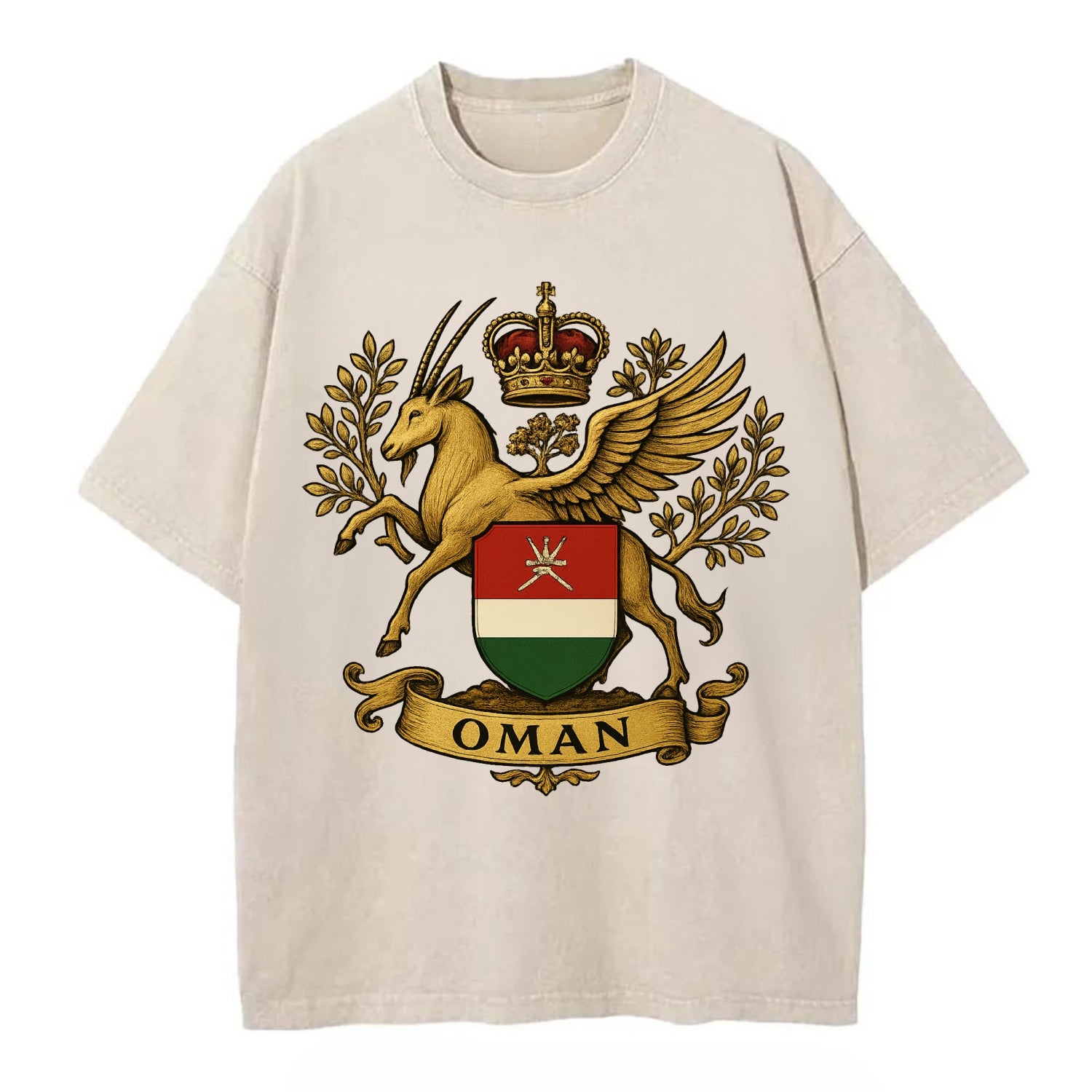 Oman Heritage Badge  - Vintage T-shirt - Off White