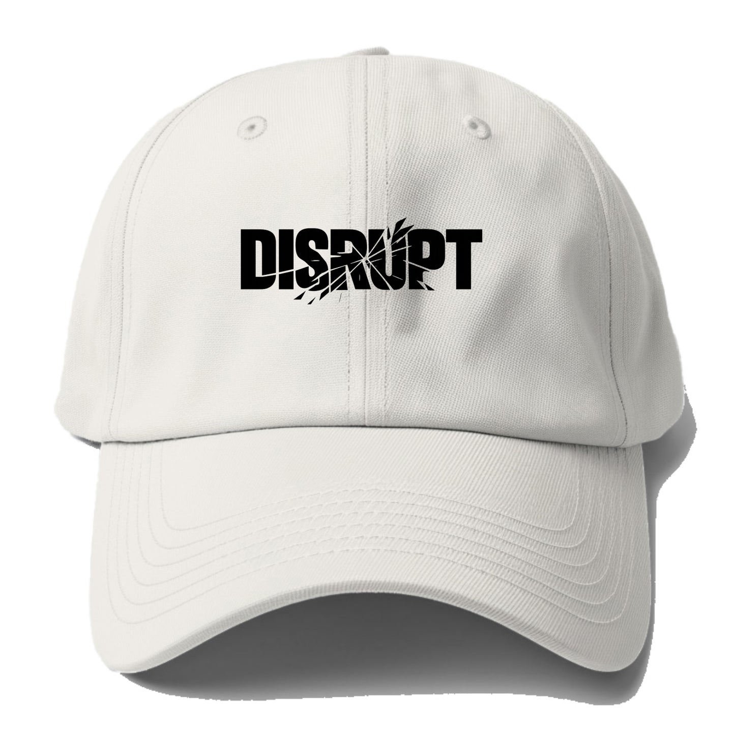 Bold typography design - "DISRUPT" - breaking patterns, changing game - Baseball Cap - Off White