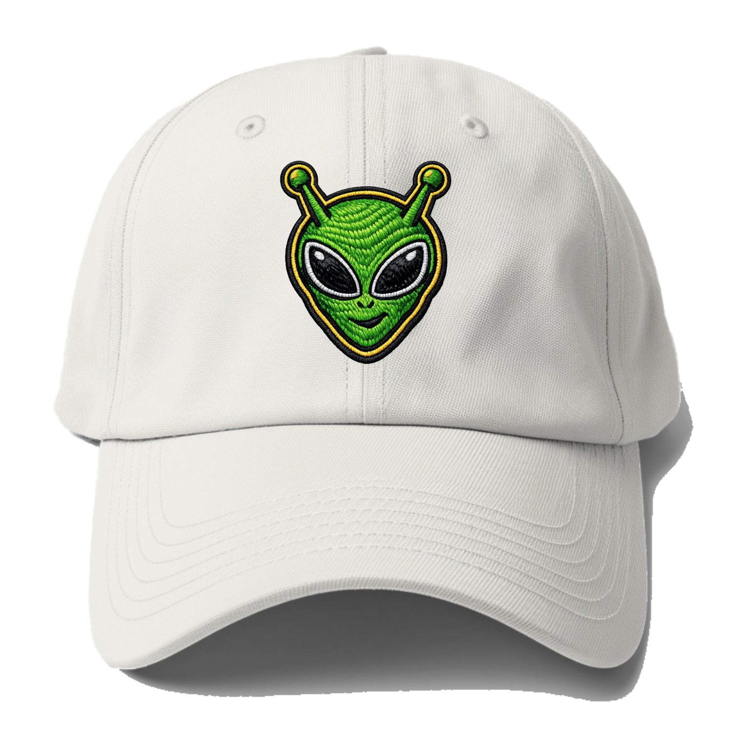 ALIEN MARTIAN - green alien with antenna in green , little green man - Baseball Cap - Off White