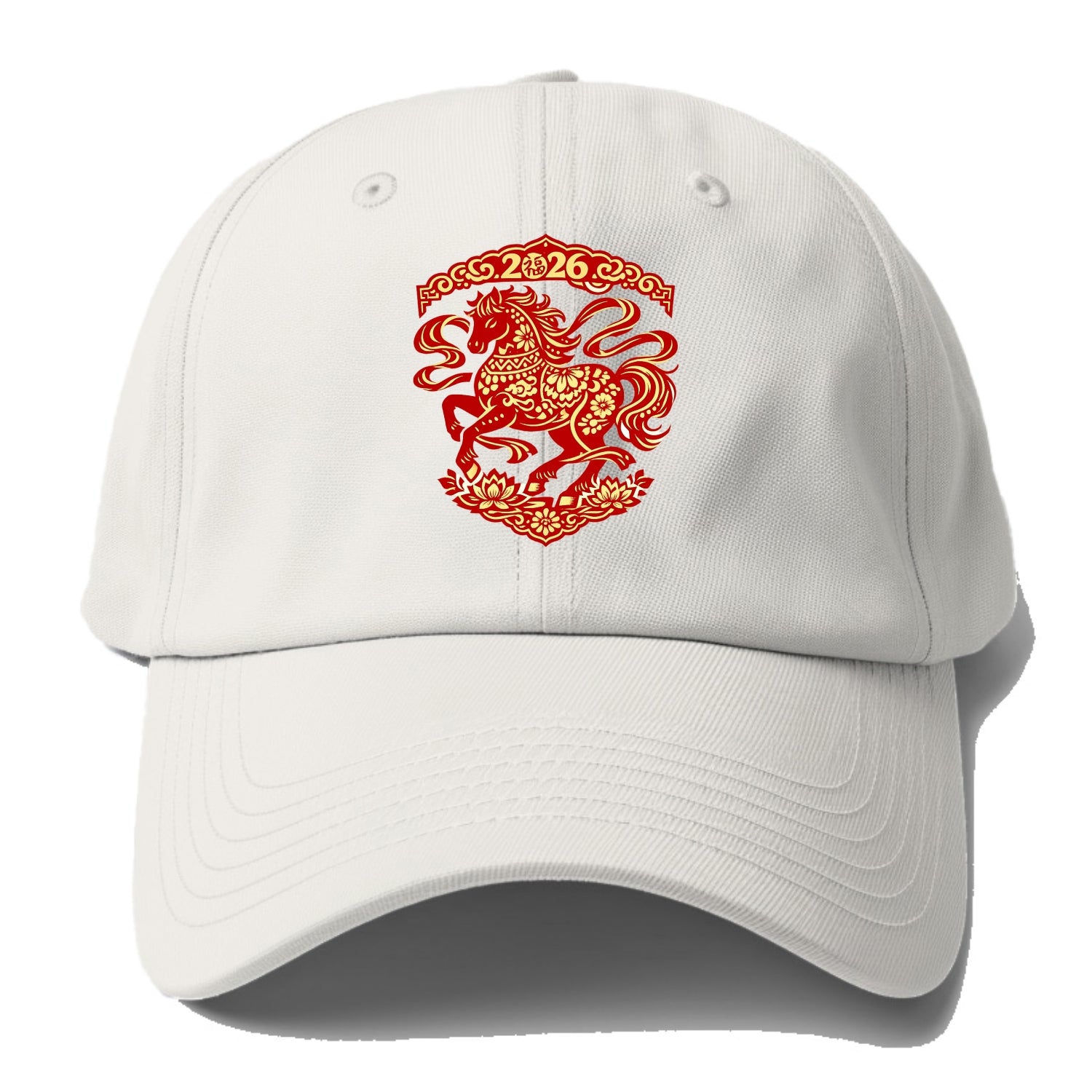 DANCING HORSE | Elegant prancing horse in motion | Graceful curved pose | Floating - Baseball Cap - Off White