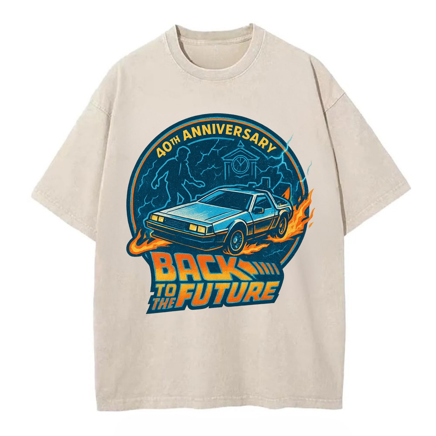 Back To The Future 40th Anniversary - Vintage T-shirt - Off White