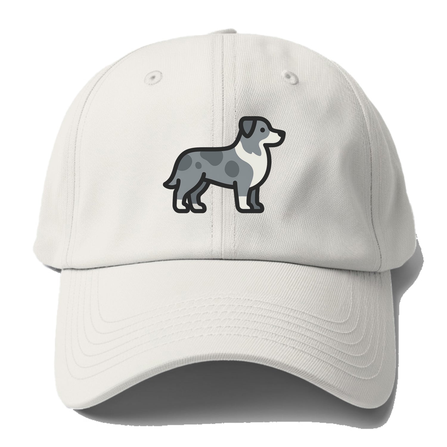 Australian Shepherd - Blue merle flat side profile - Baseball Cap For Big Heads - Off White