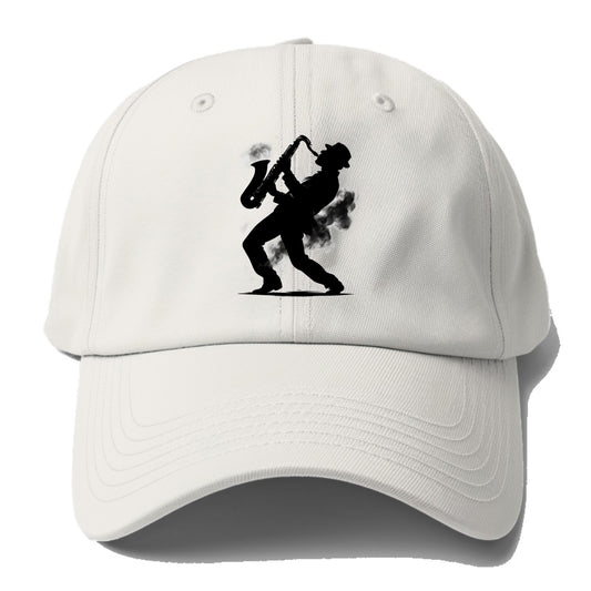 Saxophonist playing jazz in smoky room - Baseball Cap - Off White