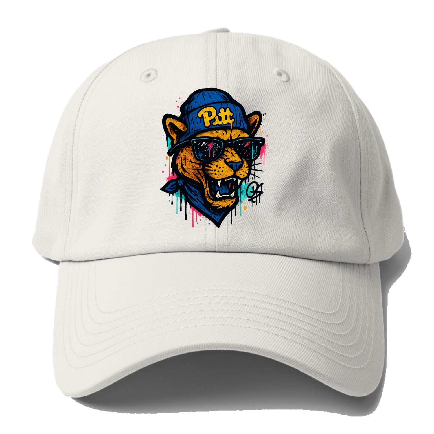 Pittsburgh Panther wearing Pitt beanie with script patch - Baseball Cap - Off White