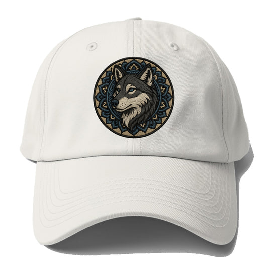Mandala Wolf Pattern  - Baseball Cap For Big Heads - Off White