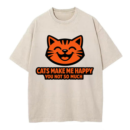 Feline Joy and Sassy Truths - Vintage T-shirt - Off White