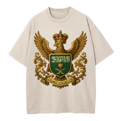 Saudi Arabia Heritage Badge  - Vintage T-shirt - Off White