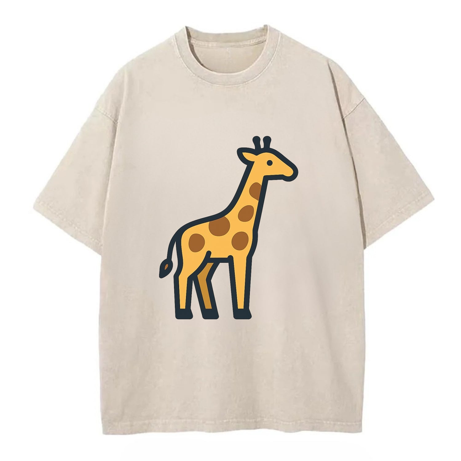 Giraffe - Yellow with brown patches flat side profile - Vintage T-shirt - Off White