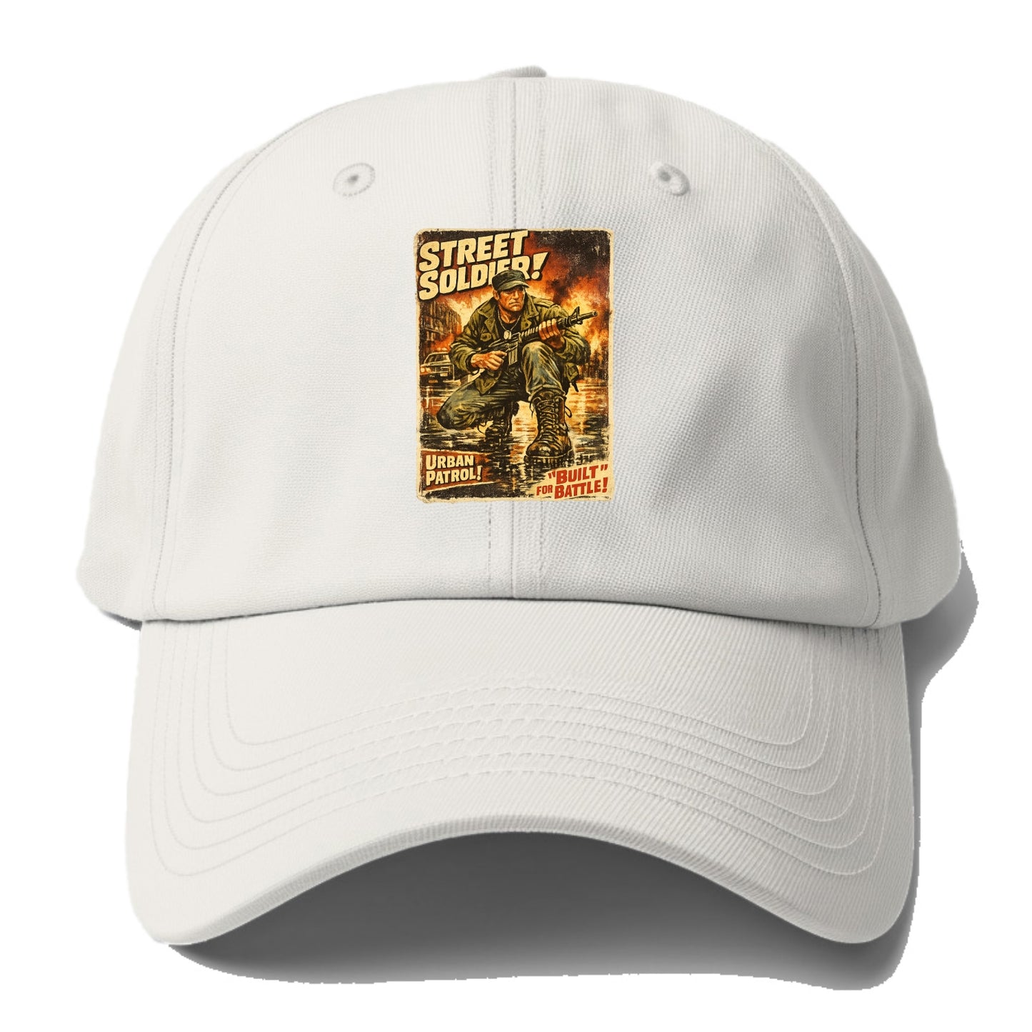 COMBAT READY | Military boots on wet pavement | Street soldier | Urban patrol | - Baseball Cap - Off White