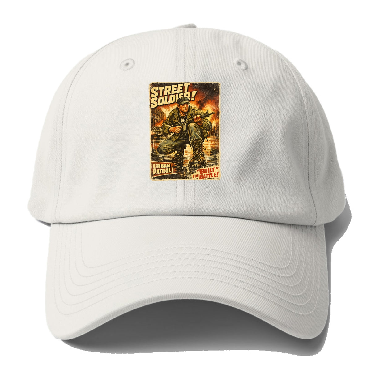COMBAT READY | Military boots on wet pavement | Street soldier | Urban patrol | - Baseball Cap - Off White