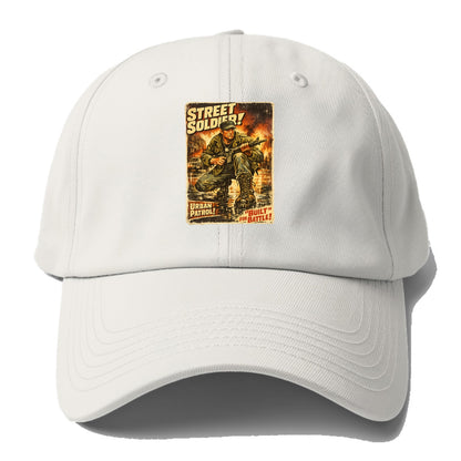 COMBAT READY | Military boots on wet pavement | Street soldier | Urban patrol | - Baseball Cap - Off White