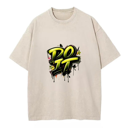 Bold typography design - "DO IT" - just do it, stop waiting - Vintage T-shirt - Off White