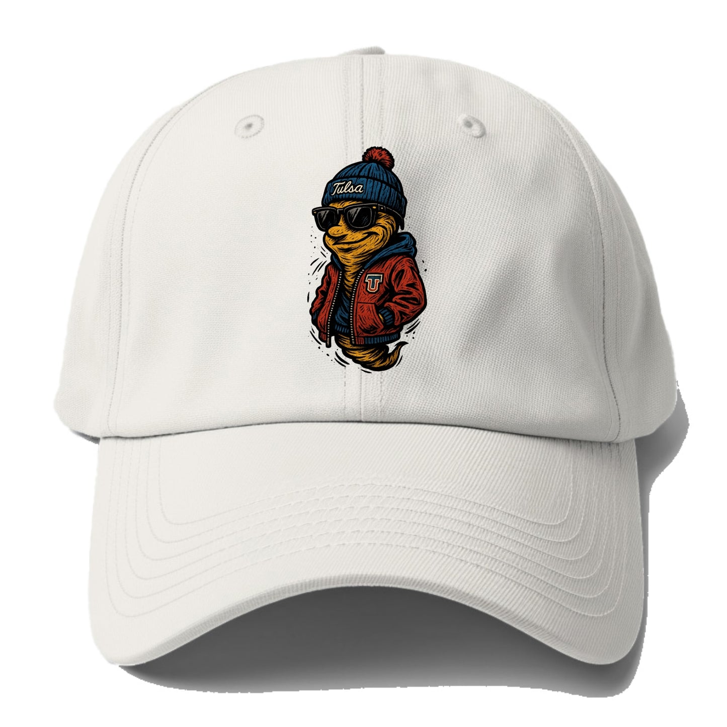 Tulsa Hurricane wearing Tulsa beanie with TU patch - Baseball Cap - Off White