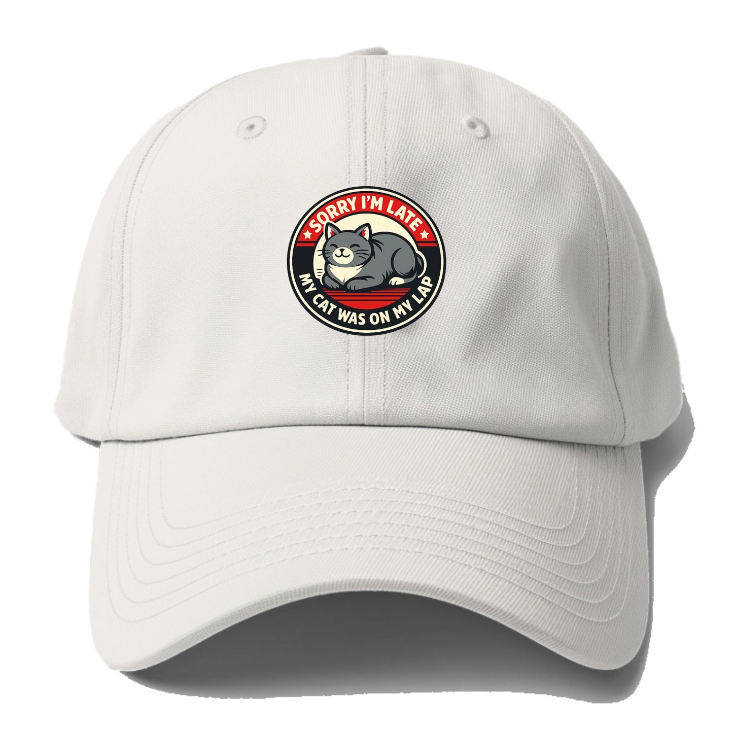 Charming Cat Loaf Excuse Emblem - Baseball Cap - Off White