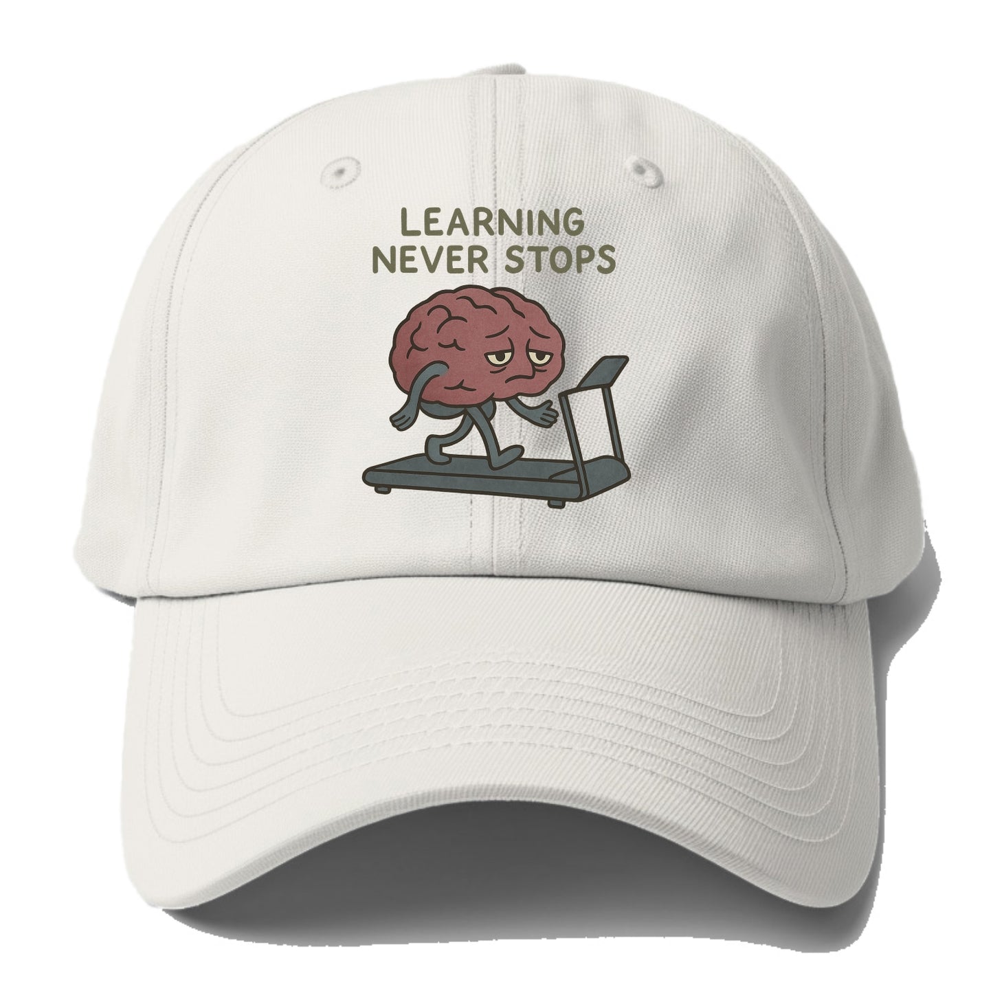 LEARNING NEVER STOPS | Exhausted brain on treadmill - Baseball Cap For Big Heads - Off White