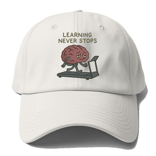 LEARNING NEVER STOPS | Exhausted brain on treadmill - Baseball Cap For Big Heads - Off White