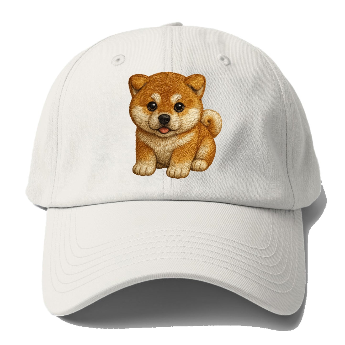 Baby Akita Puppy - fluffy bear-like, curled tail, dignified eyes, - Baseball Cap For Big Heads - Off White