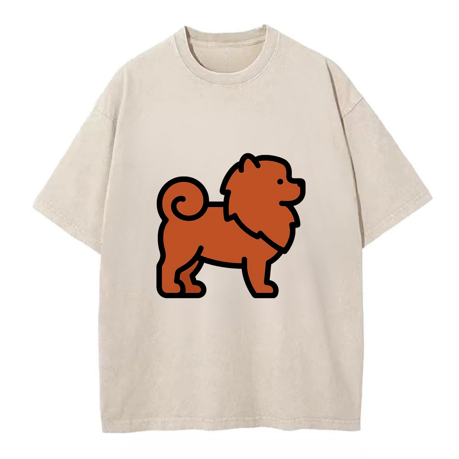 Chow Chow - Red fluffy flat side profile - Vintage T-shirt - Off White