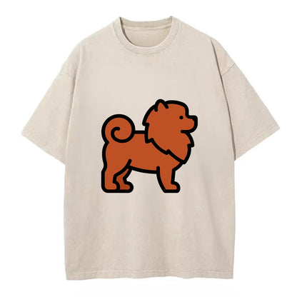 Chow Chow - Red fluffy flat side profile - Vintage T-shirt - Off White