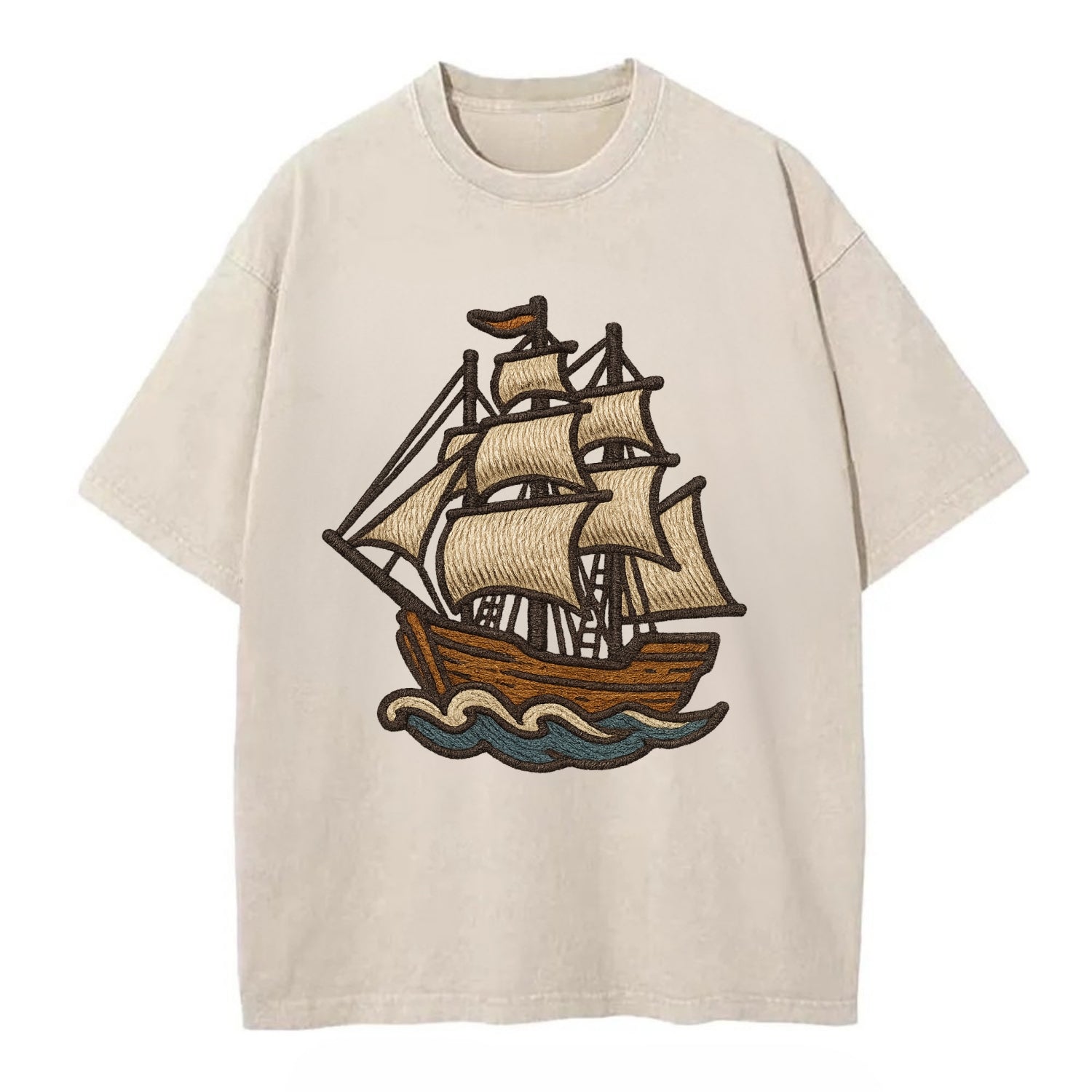 Sailing Ship  - Vintage T-shirt - Off White