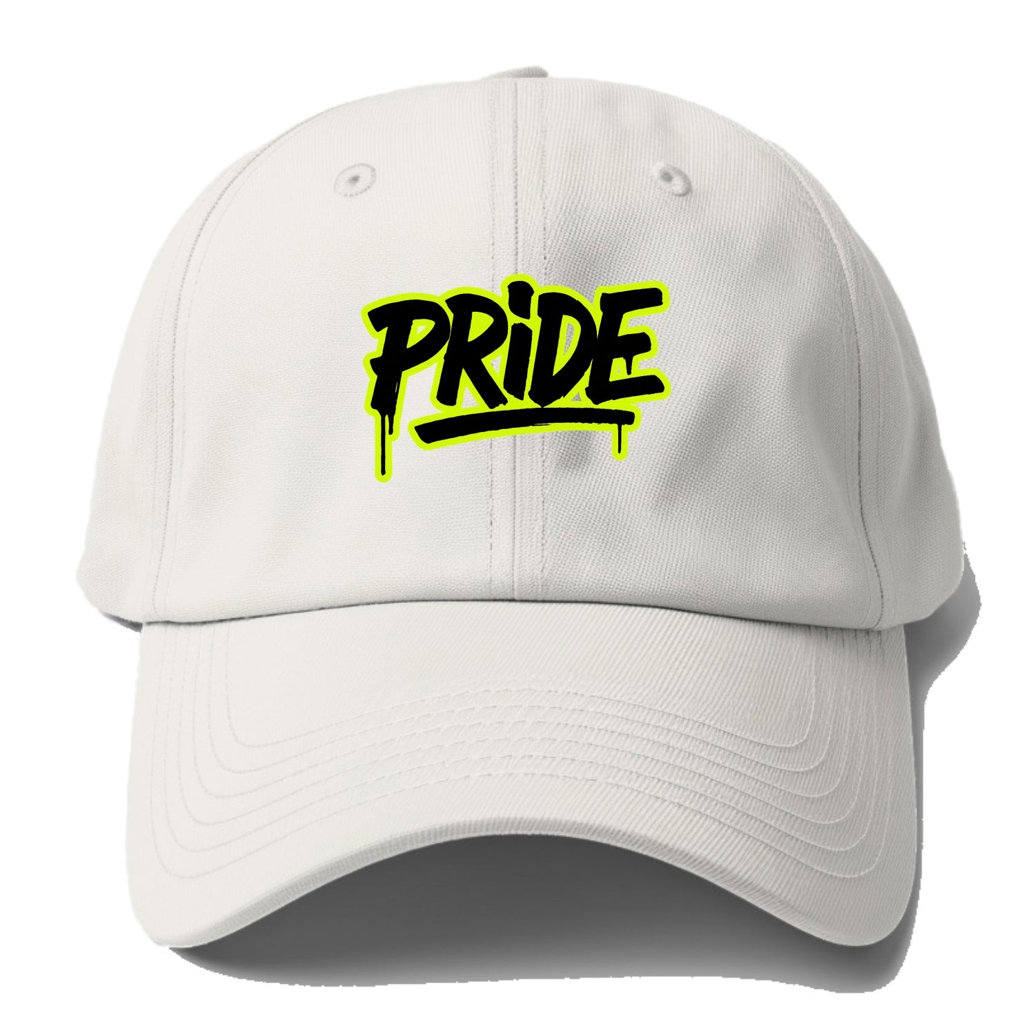 Bold typography design - "PRIDE" - dignified satisfaction, honor - Baseball Cap - Off White