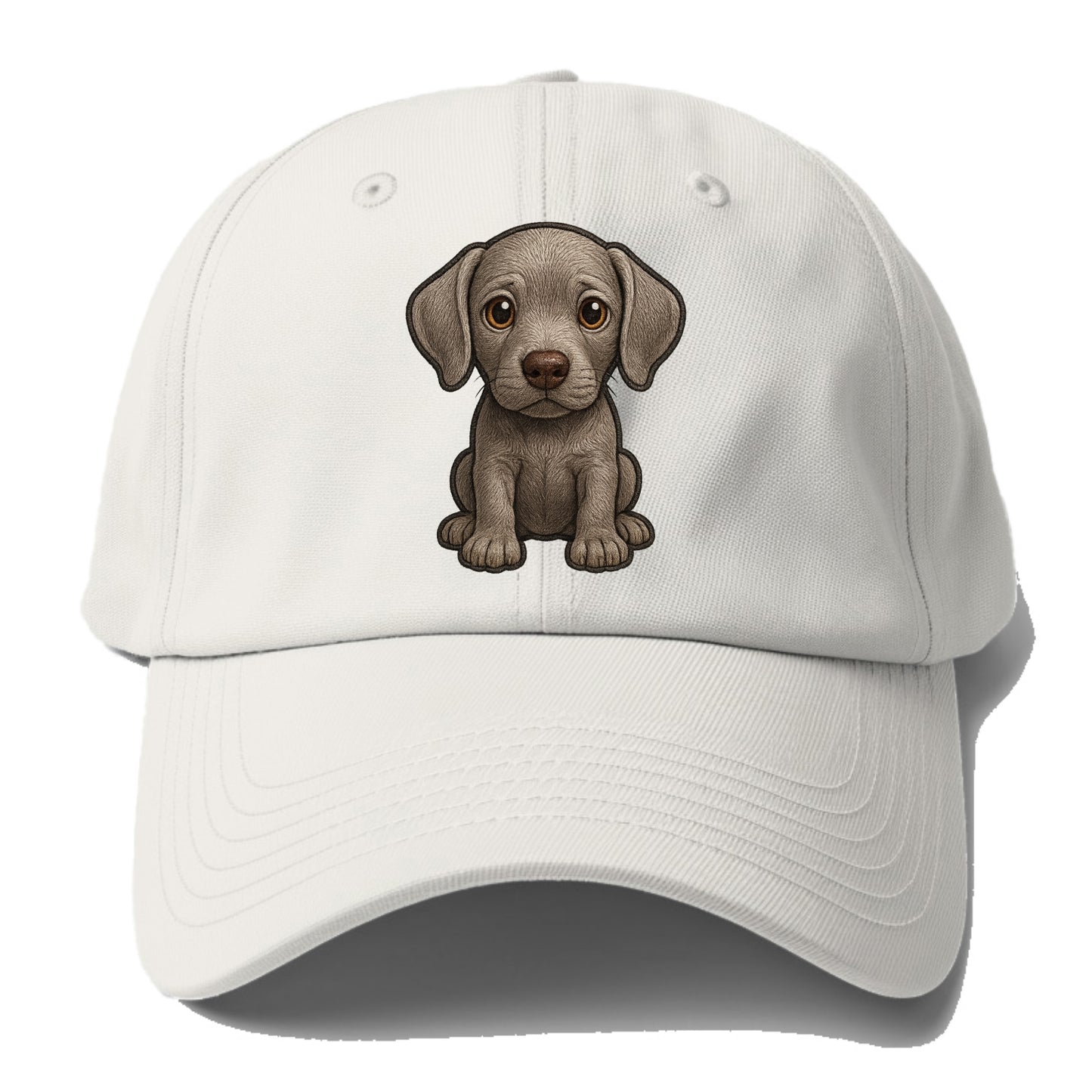 Baby Weimaraner Puppy - silver-gray coat, amber eyes, sleek body, - Baseball Cap For Big Heads - Off White