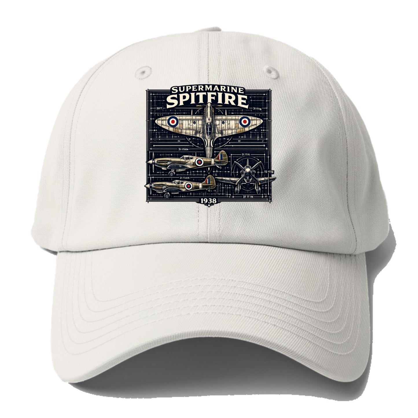 Spitfire Blueprint - Baseball Cap For Big Heads - Off White