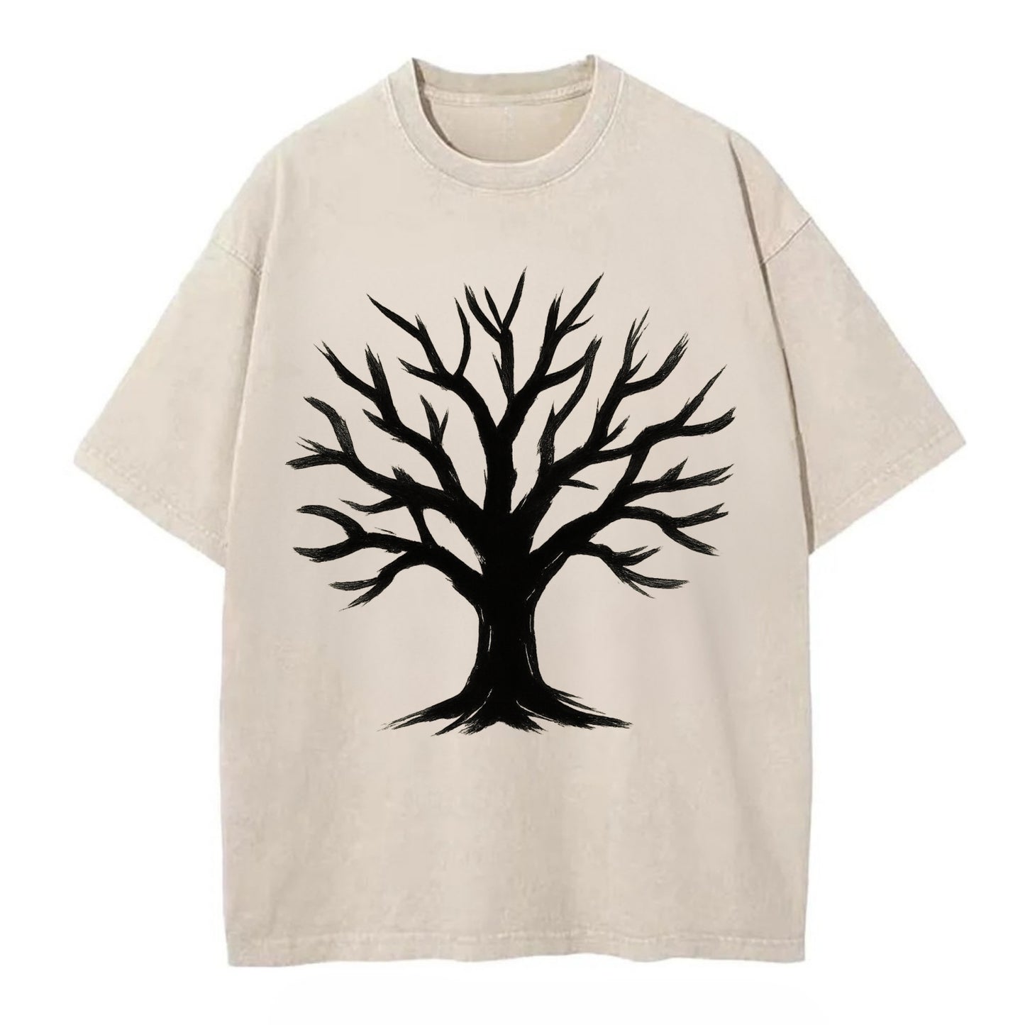 Tree with many branches - community strength ink art - Vintage T-shirt - Off White