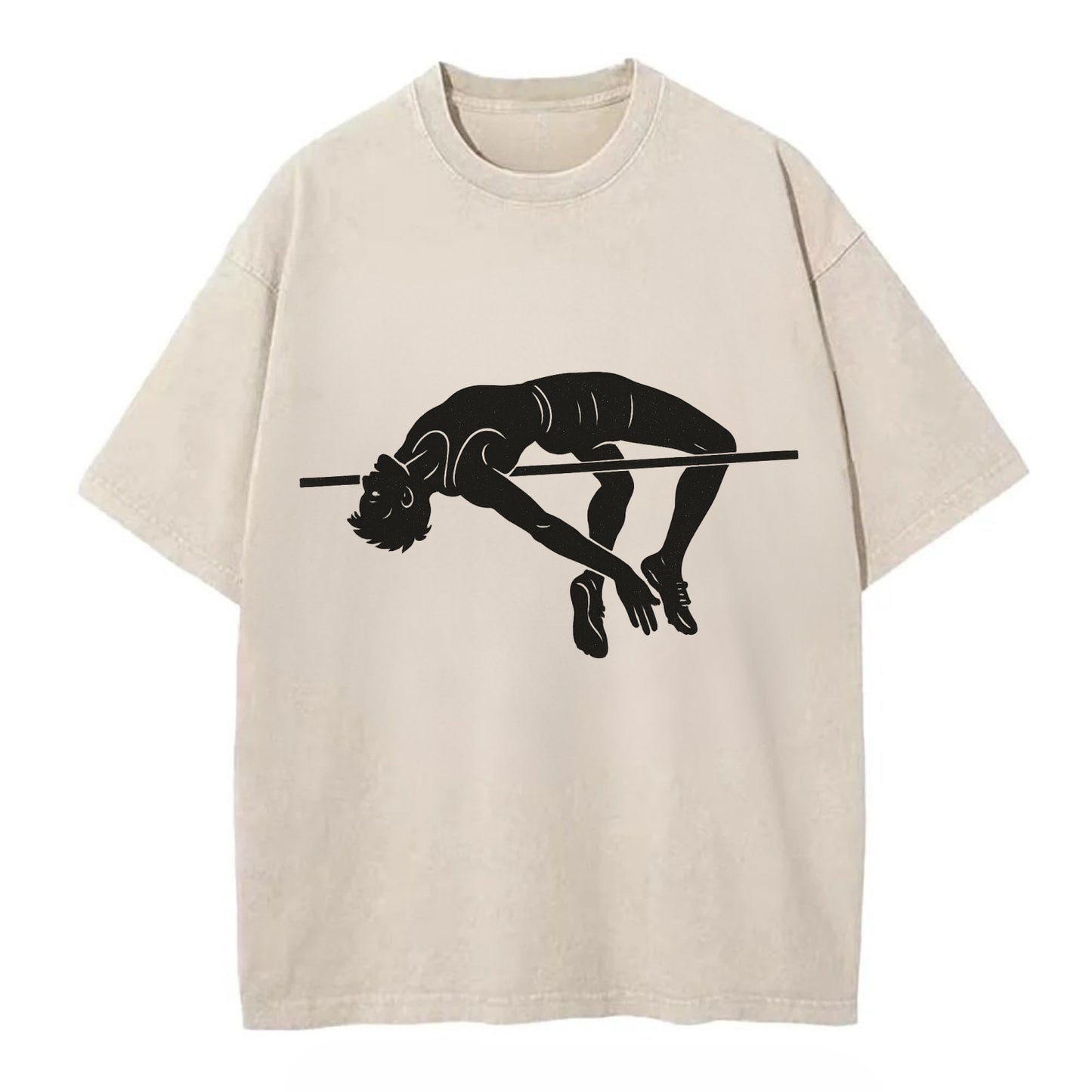 High jumper arching over bar - Vintage T-shirt - Off White