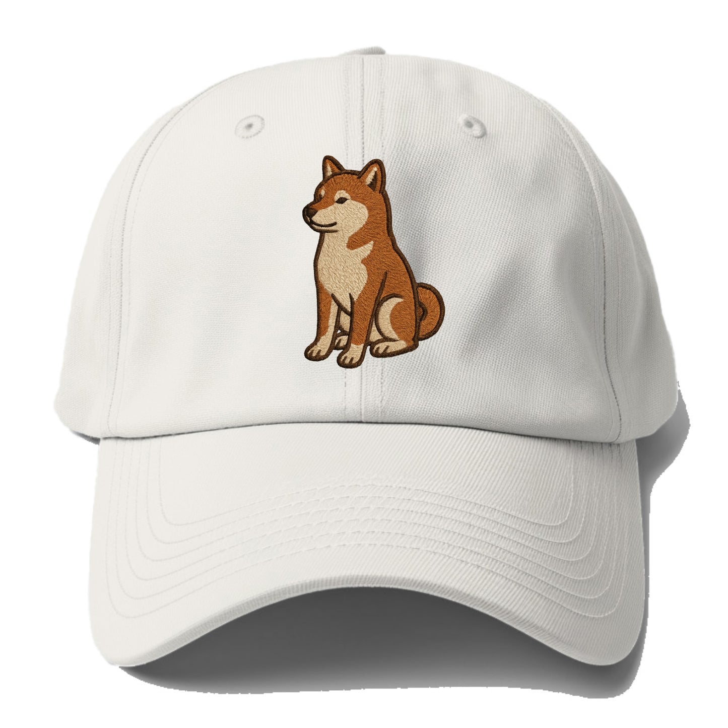 Shiba Inu - Red sesame embroidered sitti Baseball Cap For Big Heads - Off White