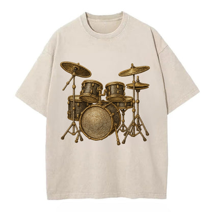 Drum Kit  - Vintage T-shirt - Off White