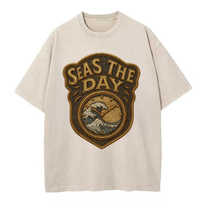 Seas The Day  - Vintage T-shirt - Off White
